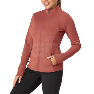Chaqueta de yoga elegante para mujer, con cremallera completa, tela transpirable y ligera, corte ajustado, para gimnasio y correr. - Product Image 5