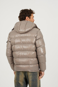 Veste d'hiver matelassée brillante personnalisée pour homme, manteau chaud à capuche en duvet, épais, imperméable, pour l'extérieur, mode décontractée - Product Image 3