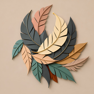 BOTANICAL <b>LEAF</b> <b>WALL</b> <b>DECOR</b> Iron 3D Handmade Floral Botanical Accent Hanging Home Interior Design Black and Gold - Product Image 2