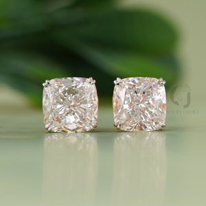 8.12 Carat Cushion Cut Lab Grown Diamond <b>Earrings</b> 14KT Rose Gold Two Tone Statement Studs Screw <b>Back</b> Fine Jewelry Gold Color - Product Image 1