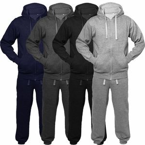 Ensemble sweat-shirt à capuche zippé et jogging pour homme, survêtement en polaire, tenue décontractée d'hiver - Product Image 5