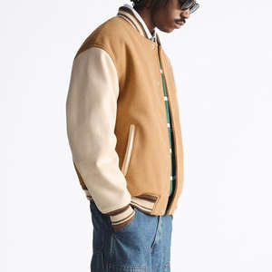 แจ็คเก็ตหนังวูลคุณภาพสูงสำหรับผู้ชาย สไตล์วาร์ซิตี้ ปักลายตัวอักษรด้านหน้า หนังฟอกสีสำหรับเบสบอล เลตเตอร์แมน - Product Image 5