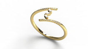 Bague de luxe en or 18 carats, pavée de diamants ronds et baguettes, style zigzag, bague statement, bijoux fins minimalistes pour femmes - Product Image 2