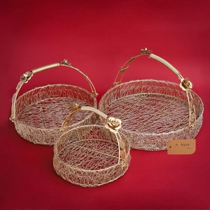 High Quality Brass metal <b>Storage</b> <b>Basket</b> For Fruits And <b>Vegetables</b> Exclusive Quality Tableware Fruits <b>Basket</b> With embossed Handle - Product Image 6