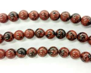 Perles en pierre d'obsidienne acajou, pierres précieuses rondes naturelles, brin de perles en vrac pour la fabrication de bijoux et les loisirs créatifs - Product Image 4