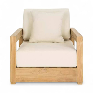 Sillas de Patio Individuales Acolchadas con Acabado Natural y Material de Madera de Teca para Muebles de Casa, Hotel o Villa - Product Image 3