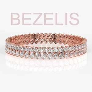 Brazalete de Diamantes con Corte Marquesa en Oro, Diseño de Hojas Multirrango de Lujo, para Mujer, Ideal para Cumpleaños y Fiestas, Venta al por Mayor, Joyería Fina - Product Image 5