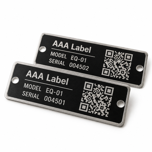 Étiquettes métalliques gravées au laser avec code QR, étiquettes de série en aluminium personnalisées pour équipements industriels - Product Image 1