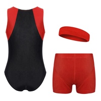 Justaucorps de gymnastique pour garçons et enfants, lot de 3 pièces sur mesure, manches courtes, pas cher, vente en gros, 6-16 ans