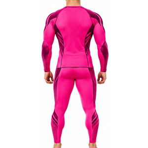 Ensemble de survêtement de compression pour homme, hautement extensible, à séchage rapide, avec t-shirt à manches longues et collants, idéal pour l'entraînement sportif, la remise en forme et la course à pied - Product Image 5