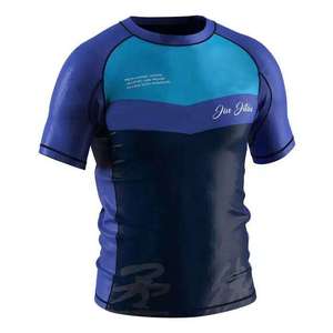 Professional <b>Men</b> BJJ Rashguard Short Sleeve MMA Grappling Jiu Jitsu Training <b>Compression</b> <b>Shirt</b> Breathable Athletic Gym Wear - Product Image 6