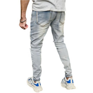 Último Diseño: Jeans Ajustados Rasgados y Desgastados para Hombre, Pantalones de Mezclilla Slim Fit, Estilo Urbano, Moda Casual, Venta al por Mayor Personalizada OEM - Product Image 5
