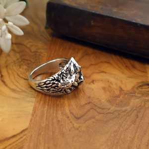 Anillo de latón con cabeza de animal para hombre, estilo vintage, plata, león, lobo, anillo llamativo, venta al por mayor, joyería para motociclistas y punk - Product Image 4
