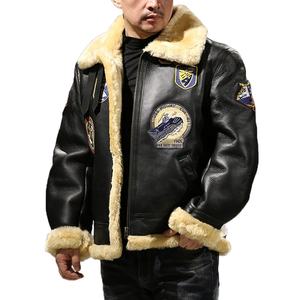 Chaqueta de Cuero Inteligente de Invierno para Hombre, Diseño Personalizado de Piel de Oveja, Estilo B3 Bomber, Bordado, Talla Grande, Venta Caliente OEM - Product Image 1