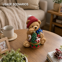 Figurine en résine personnalisée d'ours en peluche de Noël, peinte à la main, ornement de tambour, cadeau de vacances, décoration, artisanat en polyrésine OEM ODM