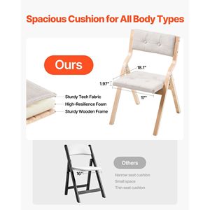 Set di 4 Sedie Pieghevoli Portatili Imbottite Moderne con Telaio in Legno, Comode Sedie Pieghevoli in Legno per Sala da Pranzo - Product Image 5