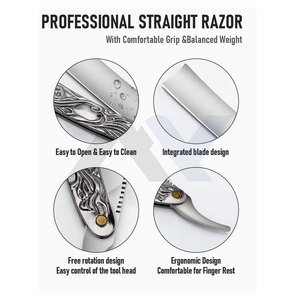 Navaja de Afeitar Recta de Acero Inoxidable Premium con Cuero de Primera Capa para Barbería y Cuidado Personal en Casa y Salón - Product Image 4