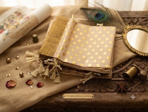 Wholesale Bulk Heirloom Collection Cream Gold Polyester Potli Bags Handcrafted Polka Dot Foil Prints Wedding Gifts Birthday - Product Image 2