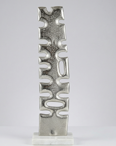 Sculpture moderne en métal noir, sphères abstraites entrelacées, figurine contemporaine, décoration de table, base en marbre, accent décoratif - Product Image 5