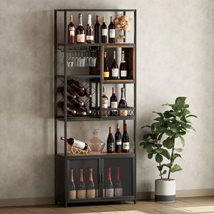 Support de bouteille de vin en métal moderne, élégant présentoir à vin de table - Product Image 1