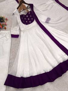 TENNECY Nuevo Vestido Anarkali de Seda con Diseño Espacial Elegante y Bordado de Lentejuelas, con Dupatta, para Fiesta/Boda - Product Image 5