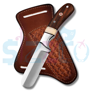 Couteau de boucher en acier carbone fait main, couteau de chasse et de camping à lame fixe avec étui en cuir – Style cowboy personnalisé - Product Image 2