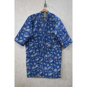 Chaqueta Acolchada de Algodón Estilo Boho Hecha a Mano, Abrigo Largo Reversible para Mujer, Bata Kantha, Ropa para Festivales - Product Image 3