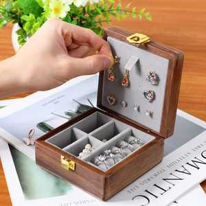 Elegant Wooden Jewelry Display Organizer with Sliding <b>Drawers</b> Ring Holder Necklace <b>Storage</b> <b>Box</b> for Home Boutique Bedroom Use - Product Image 2