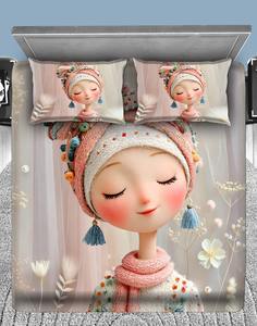 Juego de Ropa de Cama Infantil de 3 Piezas con Diseño de Princesa de Dibujos Animados Impreso en 3D, 100% Poliéster, Ecológico, Resistente a la Decoloración y a las Arrugas, Sábanas para el Hogar - Product Image 6