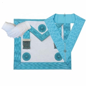 Tablier de Maître Maçon en Cuir Fait Main de Luxe, Col Brodé, Perles, Ruban Moiré Bleu Turquoise, Écologique - Product Image 5