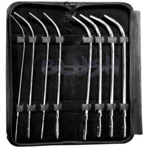 Juego de 8 sondas uretrales Van Buren de acero inoxidable, curvadas en forma de J, instrumento de urología con certificación CE, reutilizables, de Blush Surgical - Product Image 1