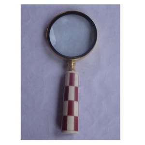 High Quality Magnifying Glass Bone Handle Checkered Pattern <b>Magnifier</b> Ideal for Reading Inspecting Jewelry Stamps or Decoration - Product Image 1