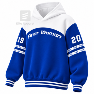 Sudadera personalizada de la hermandad Zeta Phi Beta con logo bordado en la parte delantera, color azul y blanco, manga larga, de algodón, para mujer. - Product Image 2