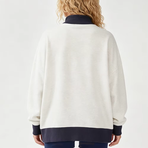 Sweat-shirt réversible à col montant pour femme, style universitaire, coupe oversize, en molleton sergé, personnalisable, vierge, OEM/ODM - Product Image 4