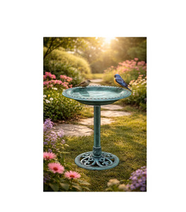 Decorative metal bird bath for <b>garden</b> outdoor antique finish durable weather resistant stylish design for birds - Product Image 1