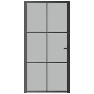 Porta Interna in Vetro Opaco Nero e Alluminio 103x200 cm - Product Image 3