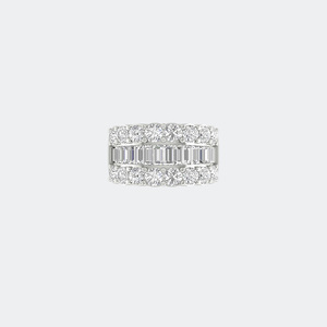 4.00CTW Baguette Round Mixed Set Triple Row <b>Statement</b> <b>Ring</b> - Product Image 2