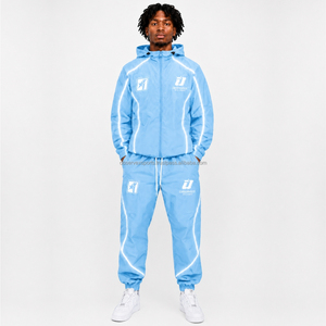 Ensemble coupe-vent de haute qualité personnalisé, imprimé thermique brodé, veste réfléchissante et pantalon de jogging 100% polyester pour hommes - Product Image 1