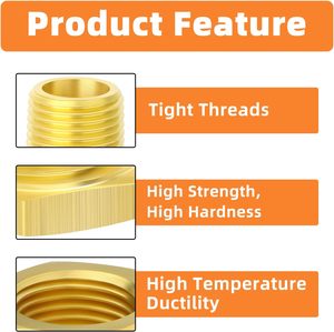 Reductor de Latón con Conexión Hexagonal, Rosca Macho BSP de 3/8 Pulgadas x Rosca Hembra BSP de 1/2 Pulgada, Accesorio para Tuberías con Adaptadores de Rosca de Latón - Product Image 4