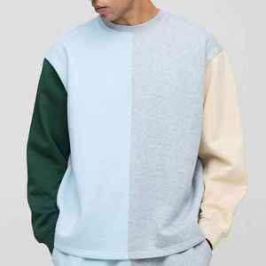 Sudadera de cuello redondo con bloques de color para hombre, corte holgado, manga raglán, tejido de punto, manga larga, estilo casual de otoño, jersey. - Product Image 1