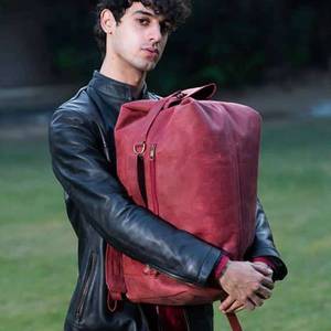 Crazy Horse Maroon Shaded Classic Waterproof Multi-Function Genuine Leather <b>Laptop</b> Briefcase <b>Backpack</b>-Daily Use Travel Bag - Product Image 1