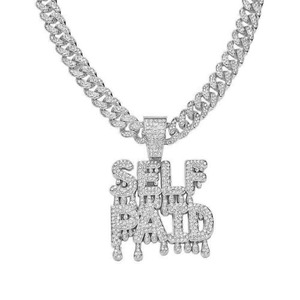 Luxury European American Hip Hop Exaggerated Full Diamond Letter Pendant Cuban <b>Chain</b> <b>Necklace</b> for Men - Product Image 5