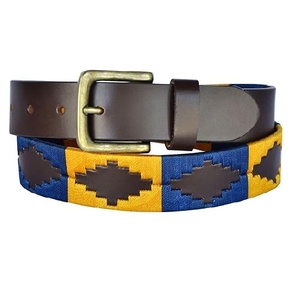 Ceintures de sport personnalisées en cuir pleine fleur pour garçons, ceintures d'équitation en cuir véritable gaufré, ceintures de polo brodées en cuir pour hommes - Vente en gros - Product Image 1