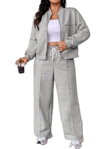 Plus Size Summer Women's Casual Short Solid 100% Cotton Two-Piece Fleece Suit Top - Product Image 5
