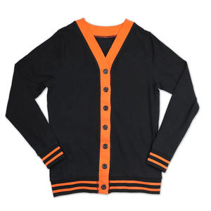 Cardigan universitaire personnalisé à col en V boutonné, avec poignets et ourlet rayés, style décontracté pour université, collège, équipe scolaire, tricot OEM - Product Image 6