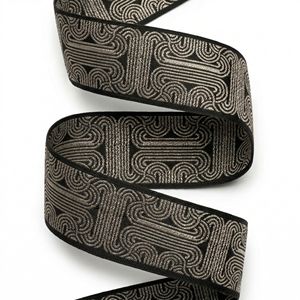 Neelkamal Industries Cinta Jacquard Geométrica Dorada de 50 MM, Cinta Metálica Tejida con Diseño Romano para Lazos, Prendas, Cinturillas y Bolsos - Product Image 1