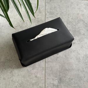 Caja de pañuelos y servilletas de cuero de lujo con cierre de botón, plegable, a prueba de polvo y olores, portátil para hoteles-LTBC-0010 - Product Image 3