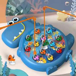 Jouet de pêche magnétique dinosaure, jeu de canne à pêche pour enfants, éducatif, Montessori, rotation, attrape-poissons, cadeau - Product Image 3