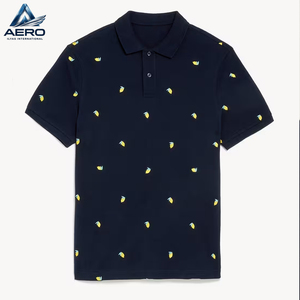 Polo Personalizado con Estampado de Frutas para Hombre, Camisa Ligera de Cuello Alto en Azul Marino Oscuro, Manga Corta, Ropa para Vacaciones de Verano - Product Image 6