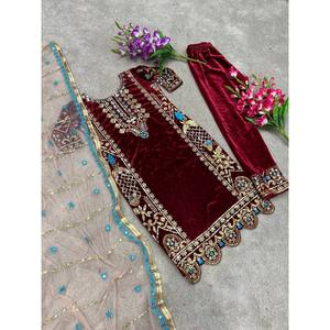 Top de soirée pour femmes styliste-Ensemble Dupatta et bas Look élégant - Product Image 6